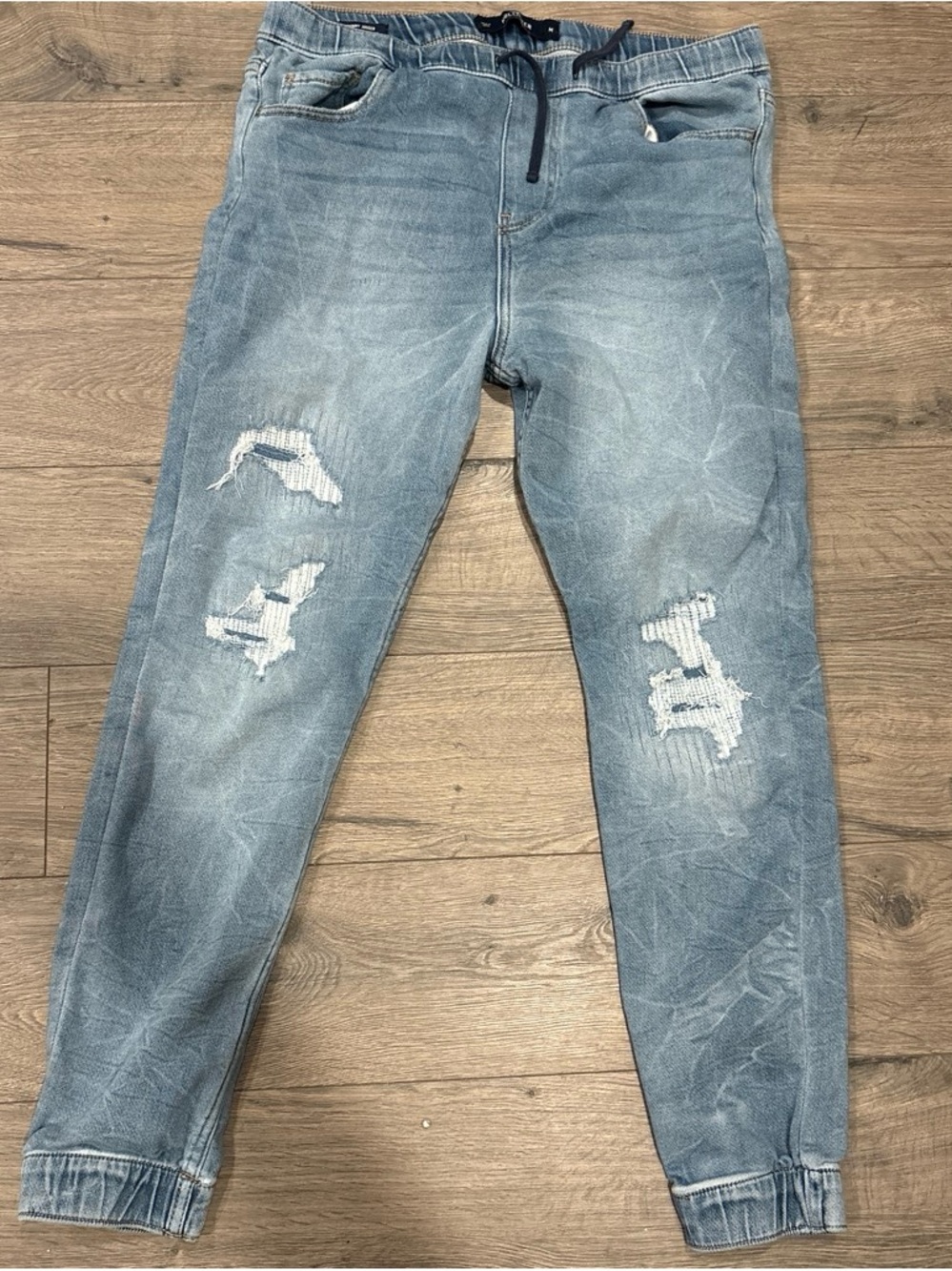 Hollister Light Blue Distressed Boyfriend Jogger Jeans